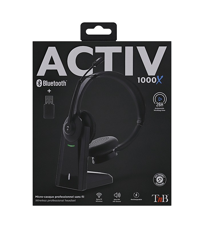 Micro casque sans fil + Bluetooth® TNB 2,4GHz avec base de recharge