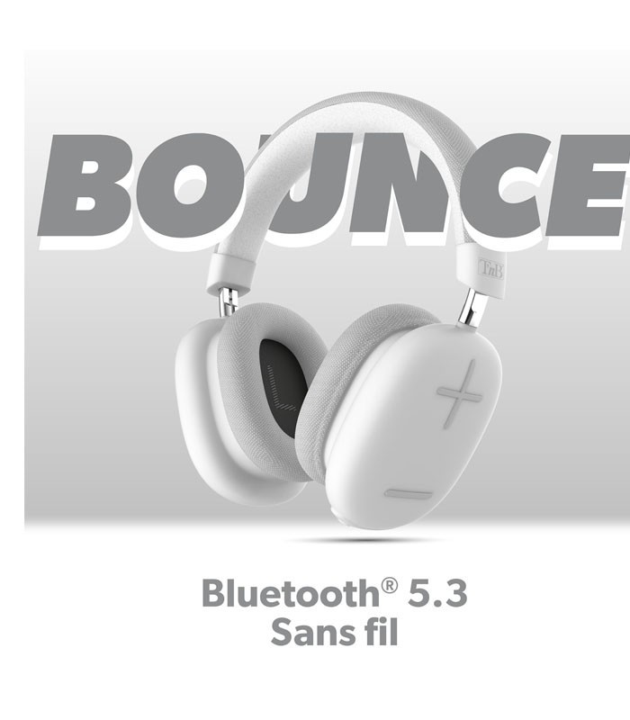 Casque sans fil Bounce Max-Blanc & Gris TNB Bluetooth