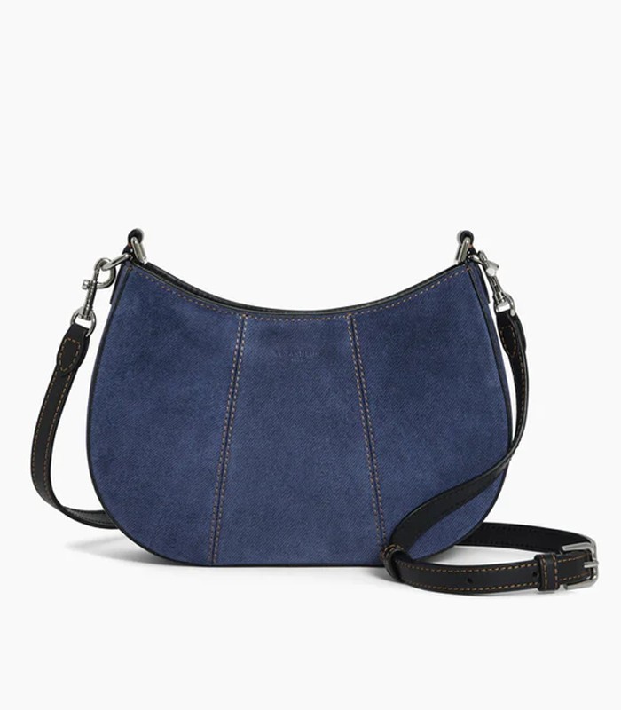Sac demi lune 23x14x7 cm Juliette cuir suède denim R.TJET1051Q82