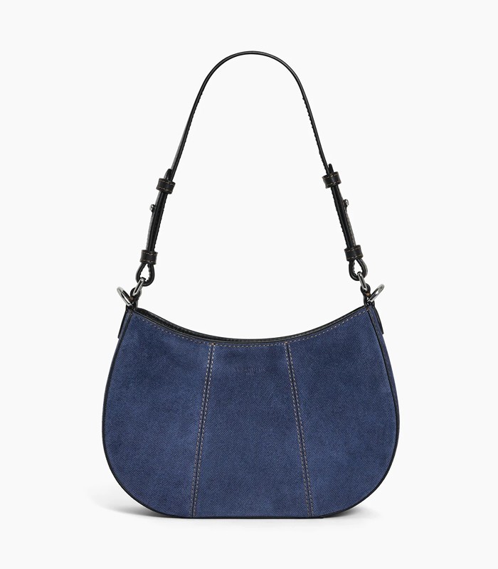 Sac demi lune 23x14x7 cm Juliette cuir suède denim R.TJET1051Q82