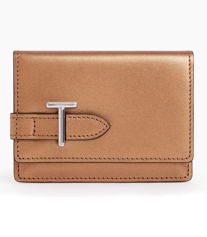 Porte cartes 10x7.5cm Emilie rabat cuir lisse métallisé R.TEMI3503BR1