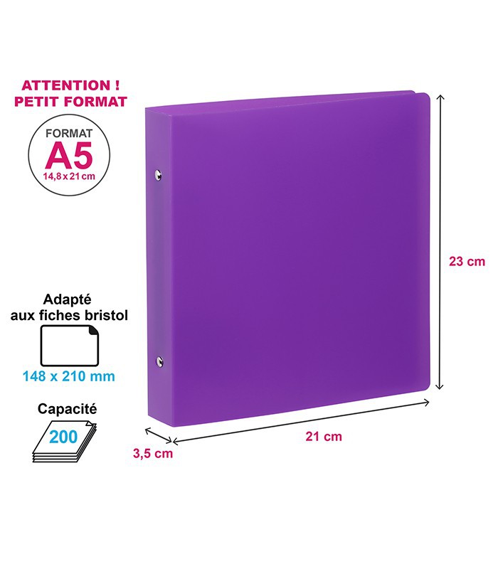 Classeur 17x22cm dos 3.5cm PP violet R.905030-08