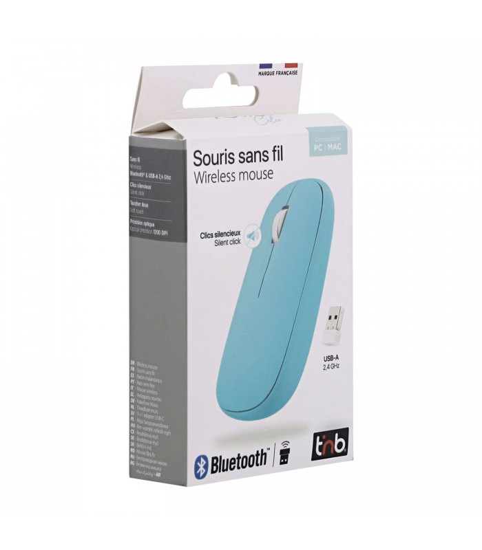 Souris sans fil bluetooth TNB DUAL CONNECT bleue
