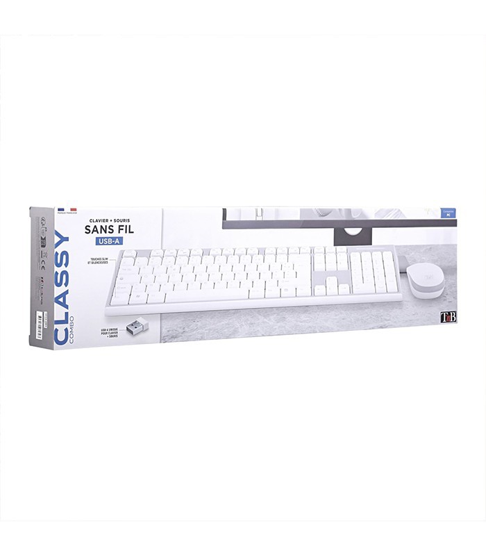Clavier + Souris Sans fil  Blanc-Gris TNB