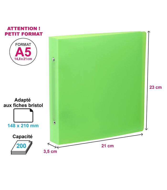 Classeur 17x22cm dos 3.5cm PP vert R.905042-08