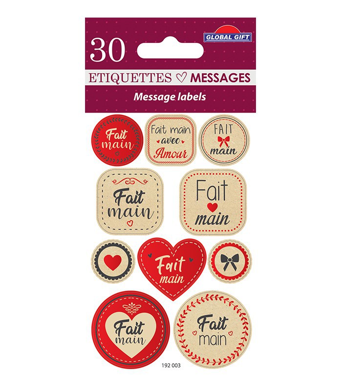 Etiquettes messages assortiment 8x12cm 