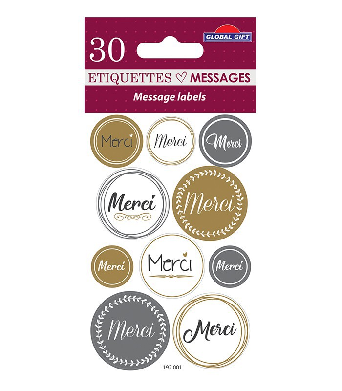 Etiquettes messages assortiment 8x12cm 