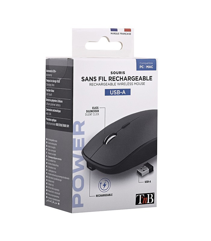 Souris sans fil rechargeable TNB RUBBY