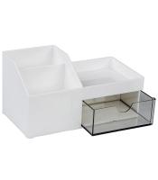 Pot à crayons 4 compartiments blanc - transparent R.81407