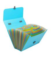 Trieur valisette 24 compartiments étiq bouton pression cyan R.55699E