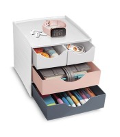 Caisson 4 tiroirs mini gamme Minéral blanc/rose/gris R.3-211Min XXX