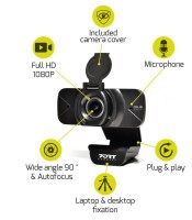 Webcam Full HD 1080P PORT DESIGNS USB-A & USB-C