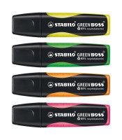Surligneur 4 couleurs Green boss en blister de 4 R.6070/4