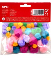 Pompons x 50 coloris et tailles assorties pastel R.18241