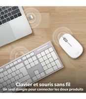 Clavier + Souris Sans fil  Blanc-Gris TNB