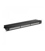 Panneau de brassage 19 noir  24 ports Cat.6 FTP 1U