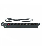 Multiprise 19'' 1U 8 prises Schuko 250V-16A-3680W - Interrupteur