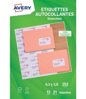 Etiquettes adhésives jet encre 63.5x38.1mm - 12f=252 ét. R.J8160-12