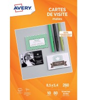 Carte visite jet encre mat 85x54mm 260g pochette 80 f.R.C32015-5