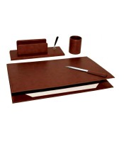 Parure bureau avec sous main à rabat teolo 4p marron R.0742CLA2000