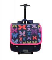 Cartable moyen modèle à roulettes 2 boucles papillons R.PHIT018PAPI