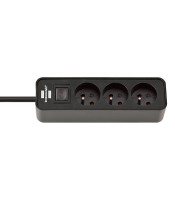 Multiprise ECOLOR 3 prises +interrupteur 1,5m noire R.1153231000