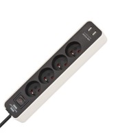 Multiprise ECOLOR4prises 2USB+interr.1,5m noire/blancR.1153241026 XXX