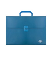 Porte documents A4 rigide 12 compart. fermoir clip bleu R.91186   XXX