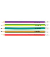 Crayon graphite HB bout gomme couleurs vives assorties R.80707