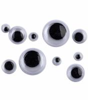 Yeux mobiles adhésifs noir & blanc 100 pièces multi tailles R.81168