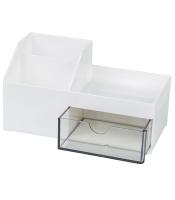 Pot à crayons 4 compartiments blanc - transparent R.81407