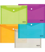 Pochette A5 à bouton pression transparente coloris assortis R.83625