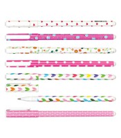 Stylo bille 0.7mm bleu motifs assortis roses R.80700