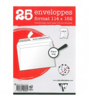 Enveloppe 114x162 blanche paquet de 25 90g R.9916C