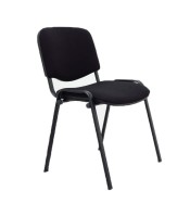 Chaise visiteur empilable pied mat tissu noir 
