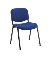 Chaise visiteur empilable pied mat tissu bleu 