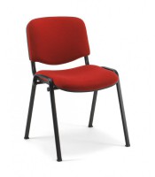 Chaise visiteur empilable pied noir tissu rouge 