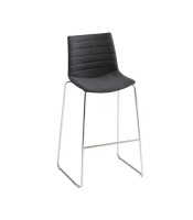 Tabouret haut D190 pied trapèze tissu noir