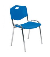 Chaise visiteur ISO pied chromé plastique bleu