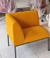 Canapé ASTRO module angle 1 place laine orange pieds gris ombre 