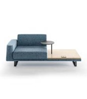 Canapé AVANA double accoudoir droit tissu marron pieds gris ombre  