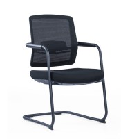 Siège visiteur BONNIE pied luge dossier résille assise tissu noir