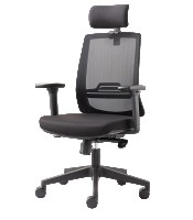 Fauteuil manager BOSTON tétiêre résille assise tissu noir