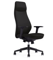 Fauteuil direction BUTTERFLY simili cuir noir dossier haut