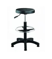 Tabouret atelier CIRCLE STOOL plastique noir repose-pied pied roul. 