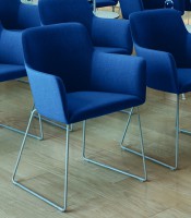 Chaise visiteur CITY pied luge simili cuir bleu foncé