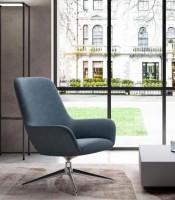 Chaise lounge CITY haute appui-tête tissu jaune pied aluminium