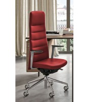 Fauteuil direction DIADE doss. haut simili cuir bordeaux roulettes