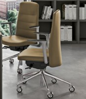 Fauteuil visiteur DIADE simili cuir beige étoile à branches