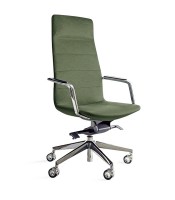 Fauteuil direction DIESIS doss. haut simili cuir vert foncé roulettes
